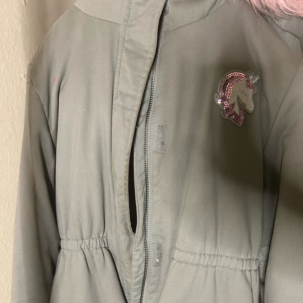 Girls Children’s Place… Army green unicorn coat
